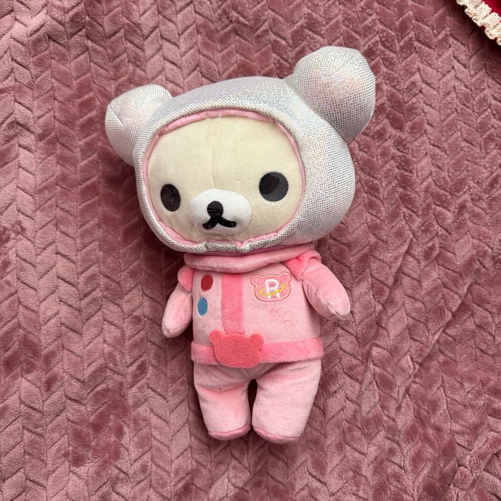 Rilakkuma Space Pink and Silver Bear Plush Toy